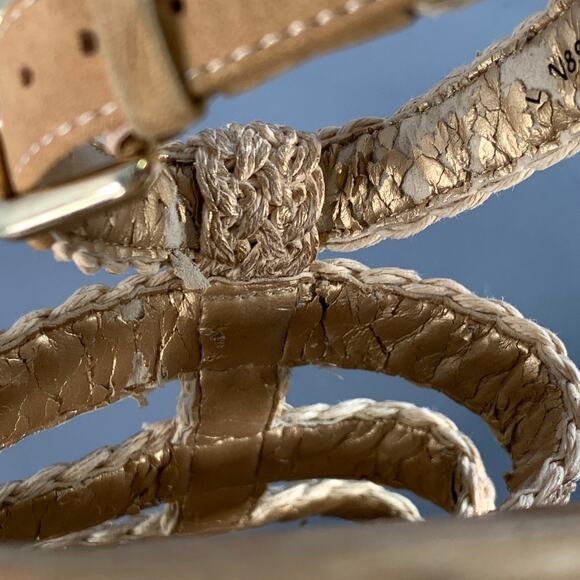 STUART WEITZMAN Size 7 Beige Natural Metallic Espadrille Sandals - Picture 12 of 13